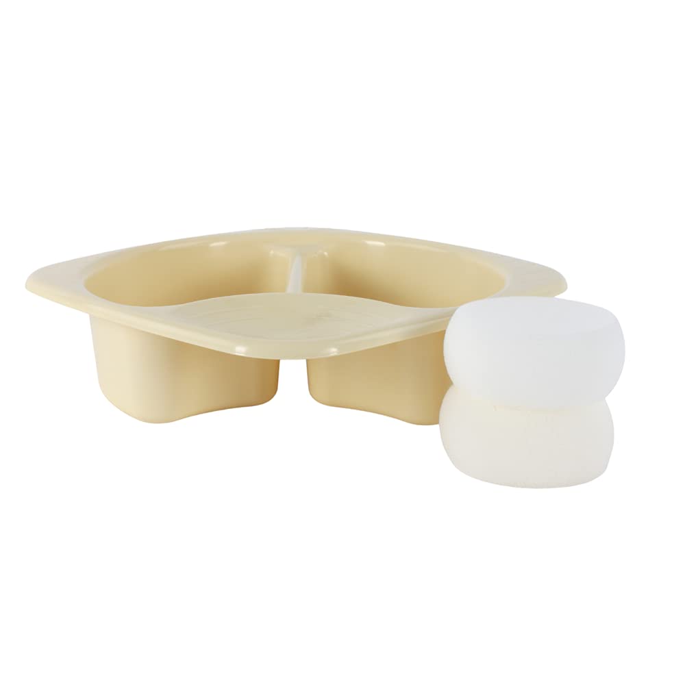 Junior Joy Top n Tail Bowl with 2 Sponges Cream - Baby Bathing Essential for Newborns and Infants - Lightweight, Durable, Easy to Clean - 50 x 50cm