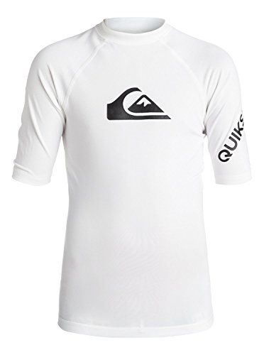 Quiksilver Little Boys' All Time Short Sleeve Rashguard Upf 50+ , White, X-Small/8