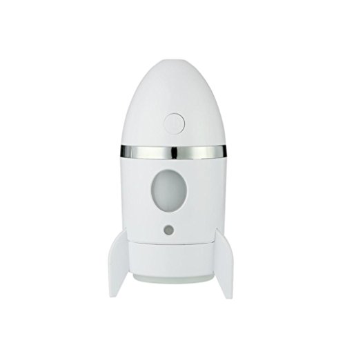 Rocket Shape Cool Mist Humidifier with Colorful Night Light, Kingfansion USB Powered Air Purification Aromatherapy Essential Oil Diffuser for Car Office Bedroom (White) - Thumbnail 7