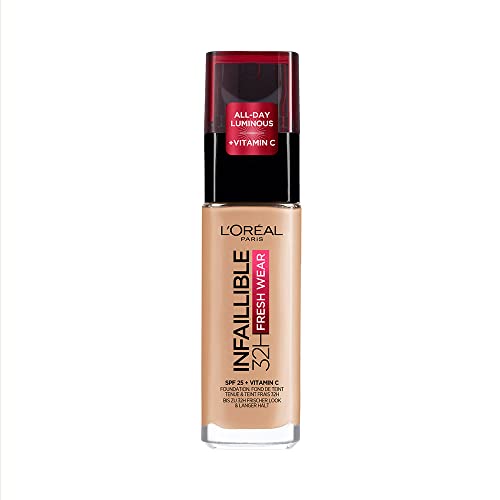 L'Oréal Paris Fondotinta Liquido Infaillible 32h, Coprente a Lunga Tenuta con Protezione Solare SPF25, Formula Waterproof e Idratante, Tonalità: ‎200 Natural Linen