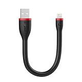 EasyAcc PocketLine Short Lightning USB Cable for Charging iPhone X 8 Plus 7 6 6s Plus 5s 5 iPad Air MFi Certified Cable Silicone Cable, 0.5ft
