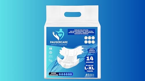PAUSERCARE Unisex Adult Diapers | Super Absorbents for Incontinence | Men & Women | 14 Disposable Count | Maximum Absorption Day & Night (SIZE L-XL)