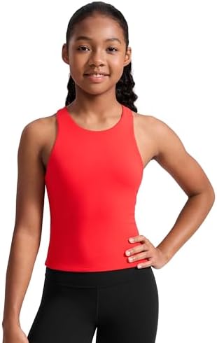 CRZ YOGA Ribbed Crop Fitted Tank Tops for Women Low U-Back Scoop