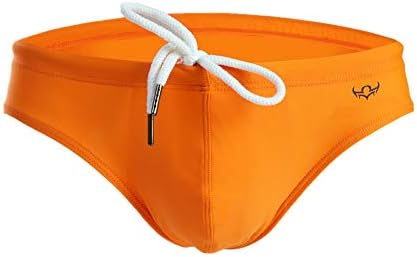 Mens Fashion Swimming Briefs Low-Rise Pure Color Bikini Swimwear Trunks with Front Tie