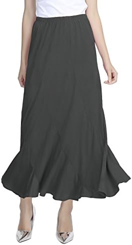 Urbancoco Women's Vintage Elastic Waist A-Line Long Maxi Skirt