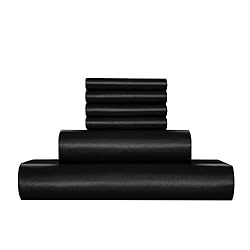 AiMay 6 Piece Satin Bedding Sheet Set King Black