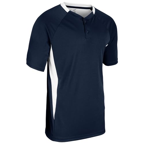 Champro Clean Up 2 Button Baseball/Softball Jersey, Youth Small, Navy, White at Amazon