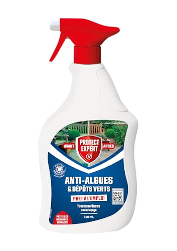 PROTECT EXPERT Anti Algues & Lichens - Anti-Dépôt Vert - Pulvérisateur - 750ml - Prêt à l'emploi - Petites & Moyennes Surfaces DIMAXPAL1