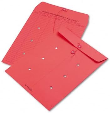 Quality Park Colored Paper String & Button Interoffice Envelope, 10 x 13, Red, 100/Box