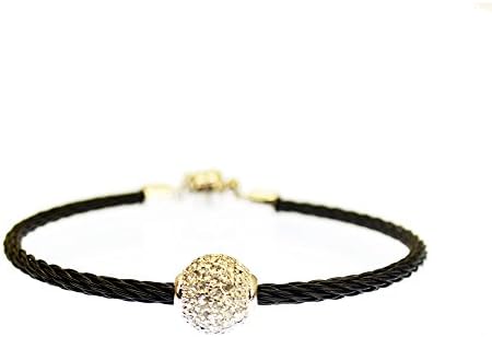 Kabl Stackable Twisted Stainless Steel Cable Bangle Bracelet - Eres - Black Onyx/Silver