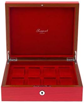 Rapport Heritage Hand-Crafted Solid Wood 8 Watch Box in Red