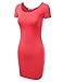 JJ Perfection Women's Scoop Neck Short Sleeve Classic Slim Fit Bodycon Dress