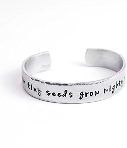 Teacher Gift, MEDIUM, From Tiny Seeds Grow Mighty Trees, Teacher Appreciation Gift, Hand Stamped Cuff Bracelet