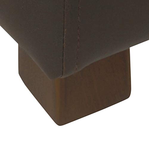 HomePop Youth Cushioned Armless Slipper Chair, Brown Faux Leather