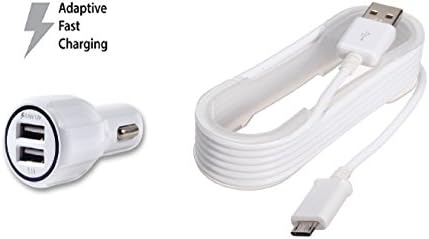 Samsung Galaxy S7 and S7 Edge Adaptive Fast Car Charger Combo Kit { Adaptive Fast Car Charger + Micro USB Cable} Quick Charge Dual Port Car charger (WHITE)
