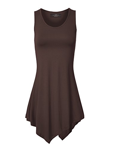 MBJ WT671 Womens Handkerchief Hem Tank Tunic Top XXXL BROWN
