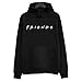Wenirn Women Hoodies Casual Long Sleeve Letter Print Front Pocket Friendship Hoodies Black