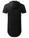 Aiyino Mens Hipster Longline Hooded Side Zipper T-Shirt US Large Black