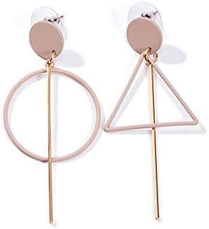 dididd Korean temperament long earrings, earrings, women's simple ear ring jewelry, hipster personality asymmetric circle earrings,Pink,One size