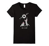 Womens Cat total solar eclipse funny t shirt Large Black