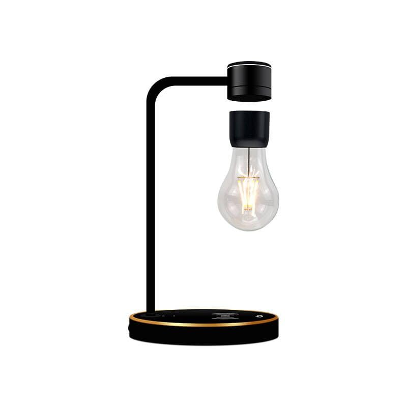UVEHAS Levitating Light Bulb Lamp with Wireless Charger, Magnetic Floating Rotating LED Bulb Desk Lamp Home Office Decorative Night Lights, Creative Gifts (Black)