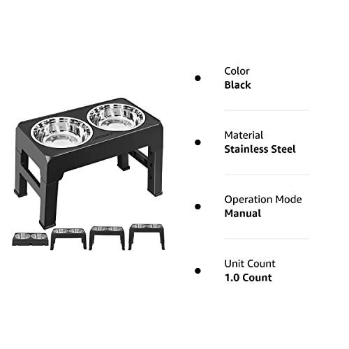 URPOWER Elevated Dog Bowls 4 Height Adjustable Raised Dog Bowl with 2 Stainless Steel Dog Food