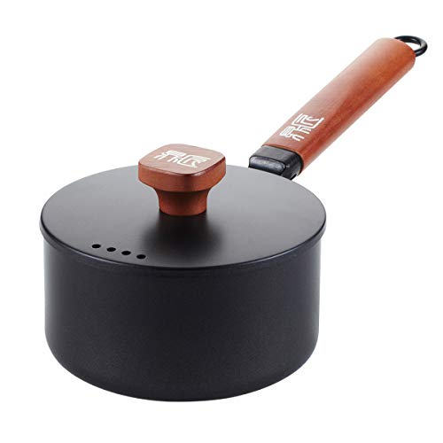 DINGJIANG Cast Iron Sauce Pan 2 Quart Saucier with Lid Spaghetti Sauce Pot Barbecue Sauce Pot or Pasta Sauce Pot