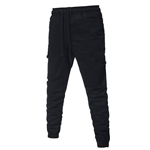 ☀☀NEARTIME Clearance Men's Trousers, Autumn Fashion Men's Sport Loose Sweatpants Pure Color Bandage Drawstring Pencil Pants