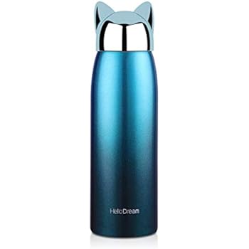 Cute Travel Mug,Stainless Steel Coffee Tumbler,Leak-proof Insulation Water Bottle for Kids&Adult,Thermal Cup for Liquid (Cyan 300ML)