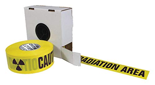 Barricade Tape w/Reel, Yellow/Black, 3" x 1000 ft, Caution Radiation Area