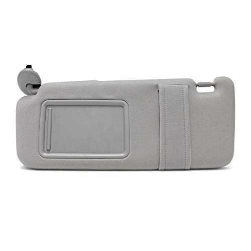 Wisamic Sun Visor Assembly with Mirror Left Driver Side for 2007-2011 Toyota Camry Hybrid, Replace 74320-06780-B0, Grey (NO Sunroof)