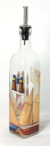Ellora Farms | Atlas Chef Pourer | Oil & Vinegar dispenser | Lighthouse Painted | Suitable for Oil, Vinegar, Salad dressings | Capacity 16 fl oz. - Thumbnail 2