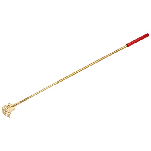 uxcell Rubber Coated Telescopic Extendable Back Scratcher Red Gold Tone