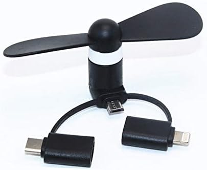 Phone Fan, Colorful and Powerful 3 in 1 Mini Fan for iProduct and Android Smartphone/Tablet-Black