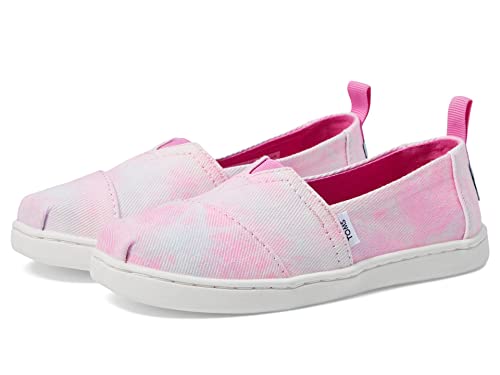 TOMS Girl's Classic Alpargata Loafer Flat, Neon Pink Multi Tie Dye, 4 UK Child