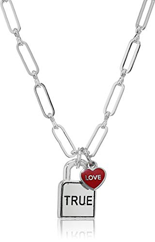 Collar con candado de amor verdadero de Alex y Ani, 18 pulgadas, SS, plata brillante (A20ENVDAY01SS)