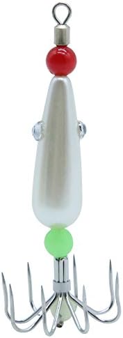 Professional Squid Bait,to Catch small Squid,Luminous effect Sea Fishing Saltwater Multiple-Hooks (pearl white, 2.4inch)