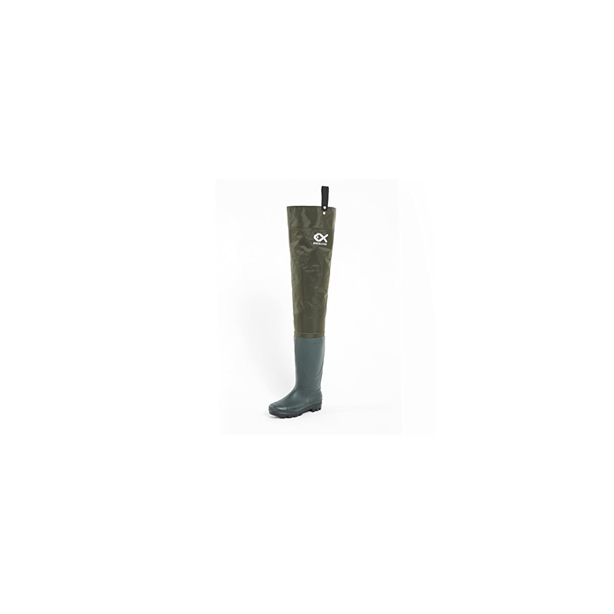 Duck and Fish Green Fishing Wader Hip Boots with Cleated Outsole