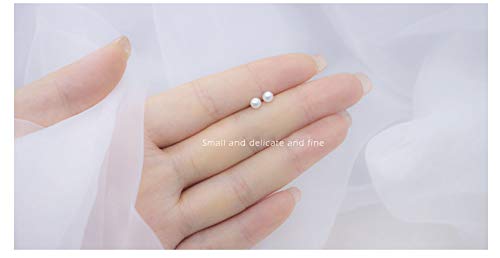 Alyc Pearl Earrings Freshwater Pearl White Button Stud Earrings with 925 Sterling Silver for Women (4.0-4.5mm)