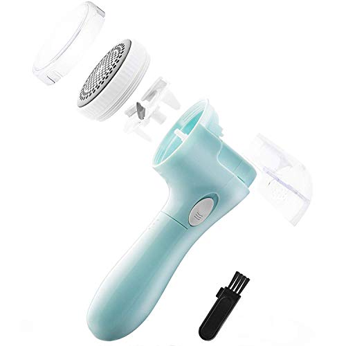 BoJia Lint Remover, Electric Clothes Sweater Fabric Shaver, Portable, Quickly and Effectively for Couch, Blanket, Curtain, Socks, Legging, Wool, Cashmere, Battery Operated, Sky Blue, Pack 4