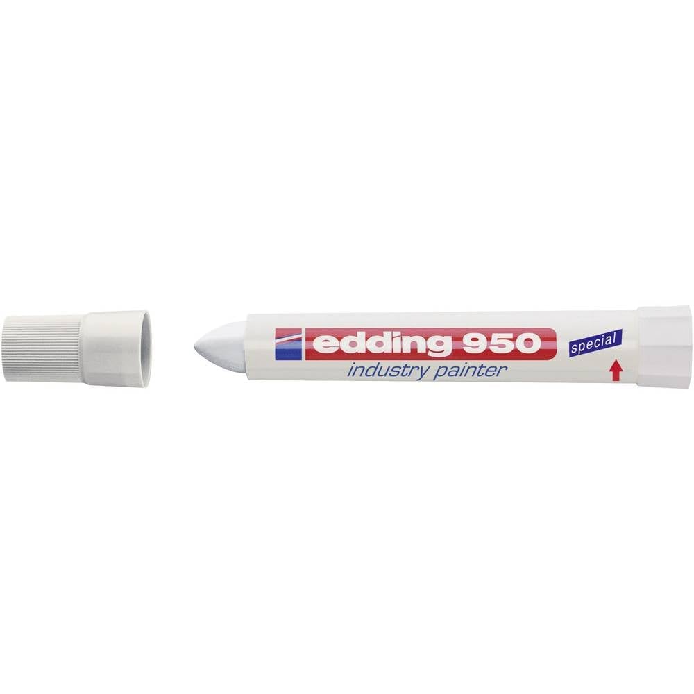 edding 950 industry painter - white - pack of 1 pen - round nib 10 mm - marker for writing on metal, rocks, wood - rough or wet surfaces - permanent, waterproof