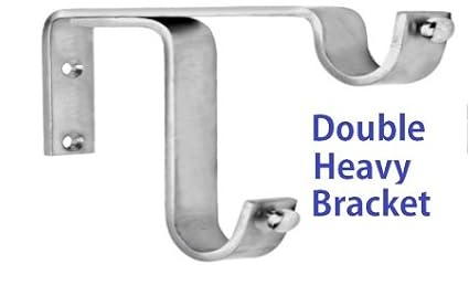 DDrapes Stainless Steel Double SS Brackets (Silver and Brown)