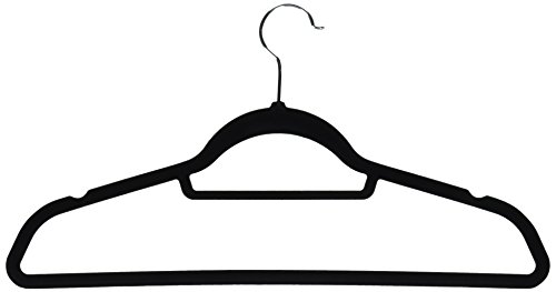Velvet Hangers, Non Slip Hangers with Accessory Bar Heavy Duty Durable, 360 Degree Swivel Hook, Space Saving Velvet Suit Hangers Clothes Hangers for Coat Suit Shirt Dress Pants - 20 Pack Black
