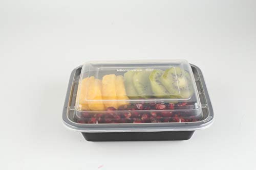 50-Pack Tiny Meal Prep Plastic Microwavable Food Containers Meal prepping & Lids. 12 OZ. Black Rectangular Reusable Storage Lunch Boxes -BPA-Free Food Grade- Freezer Dishwasher Safe -Premium Quality