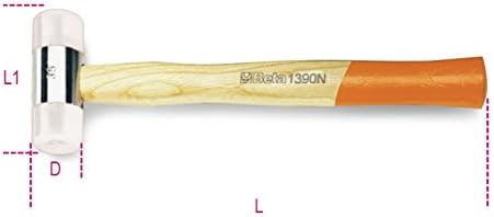 BETA Tools 1390N 35 Nylon Face Hammer Wooden Shaft - Black/Orange
