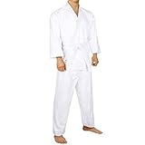 FitsT4 Karate Uniform with Belt 7.5oz Elastic Drawstring Lightweight Martial Arts White Karate Gi for Adults & Kids,000-5