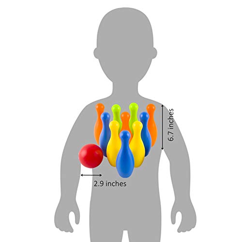 image for Toy Bowling Play Set Deluxe for Children Children's Colorful 12 Piece 