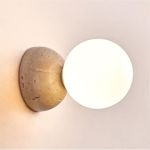 Moderno Lámpara de pared estilo japonés wabi-sabi con pantalla de piedra natural,Aplique LED vintage para espejo de baño,Lampara de pared de comedor,Luz para sala,pasillo,dormitorio,estudio (I)
