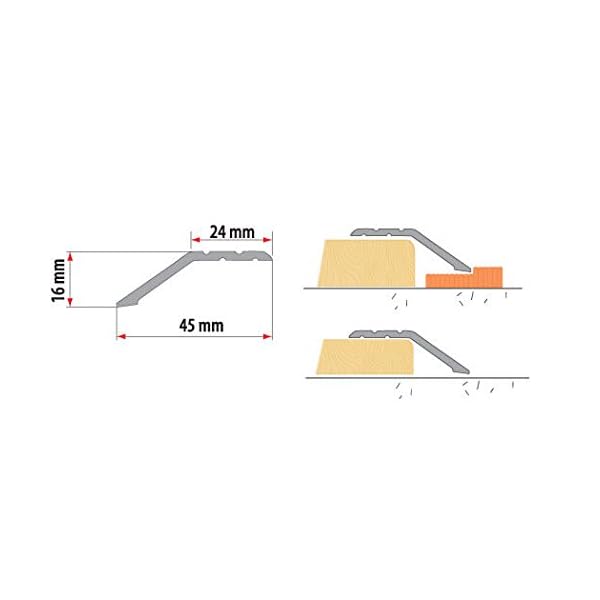 Ramp Edge Carpet 45x16mm x 1M Aluminium Door Trim Wooden Laminate