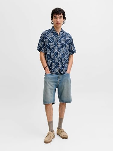 Print Jprblulyon T-Shirt imprimé Dobby S/S Sn, Sky Captain, S Hommes